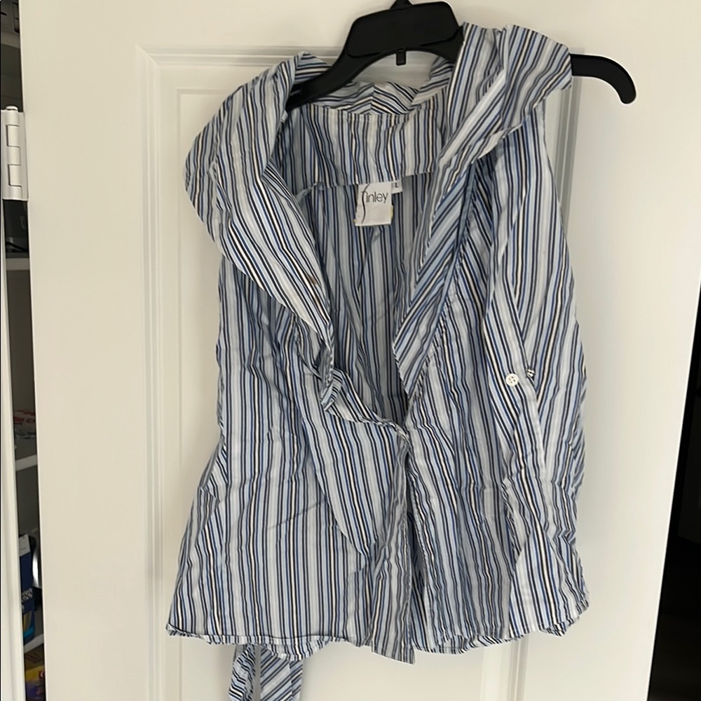 Finley Blue and White Striped Sleeveless Top
